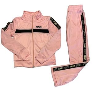 New Pony 2 piece /Sweatpants & Jacket/Pink-Gold & Black . /Size Large 6x